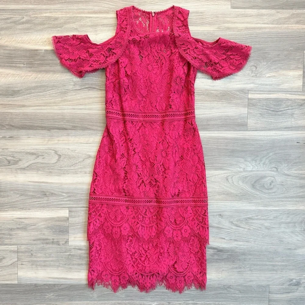 Laundry by Shelli Segal Red Lace Midi Dress Size 6 Laundry by Shelli Segal Red Lace Midi Dress Size 6